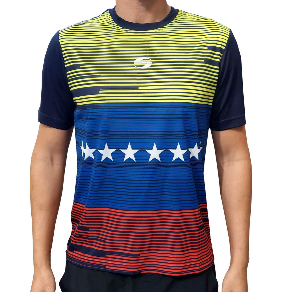 Skyros Camisa tricolor-estrellas de Venezuela para corredores